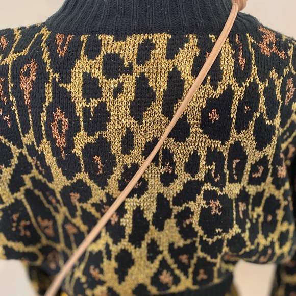 80s Glam Metallic Cheetah Batwing Sweater – I.B. Diffusion – Women’s Small - Picture 6 of 10
